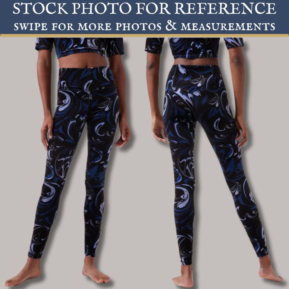 Athleta Elation Velvet Tight Agate Paisley Black Blue Leggings Women's Small